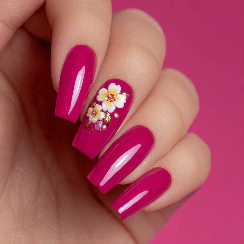 elegant 11 macro shot of vibrant fuchsia pink nail