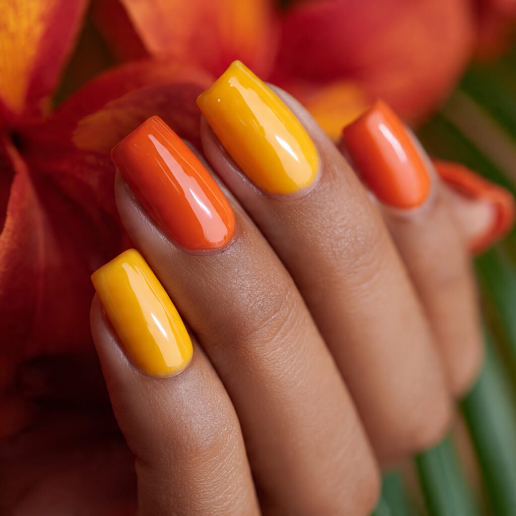 energetic 11 close up of manicured nails with a tw