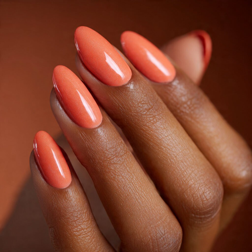 flattering square shot of almond shaped nails in a