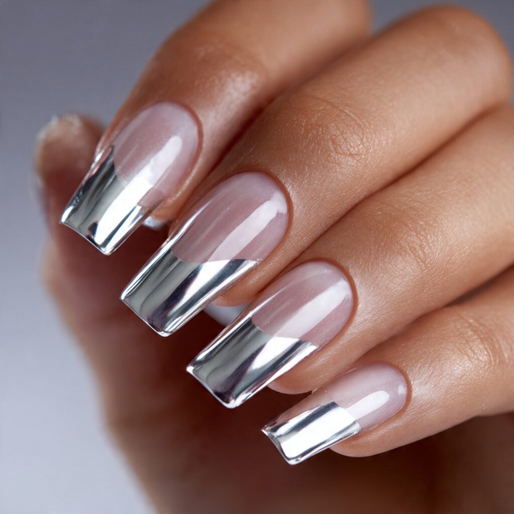 futuristic 11 square image of sheer nails featurin