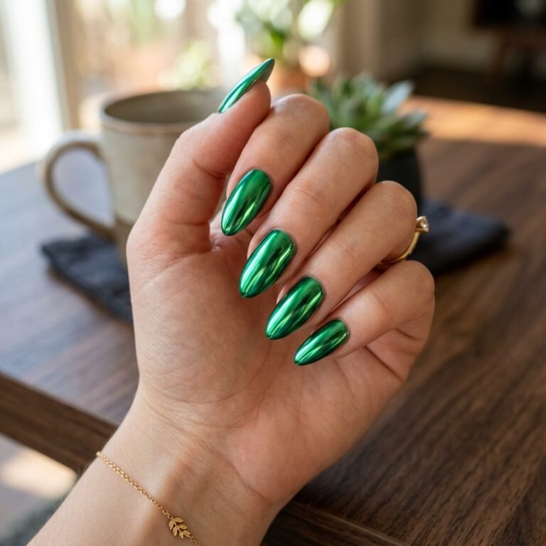 green chrome nails