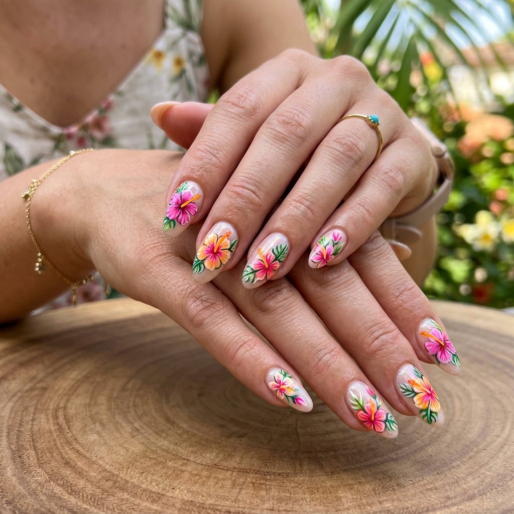 Best Hibiscus Flower Nails Ideas to Try This Season