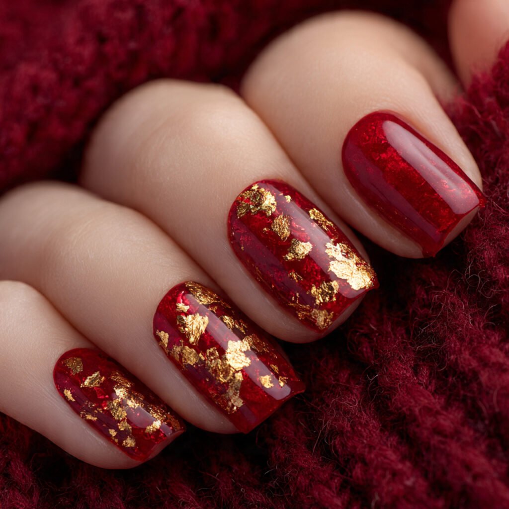 Gilded Ruby Leaf Accents