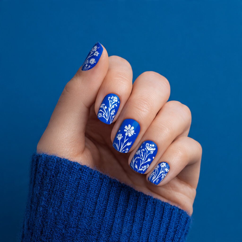 32 Top Blue and White Floral Nail Designs: Elegant Flower Art to Try 15 Electric Blue Wildflower Patterns