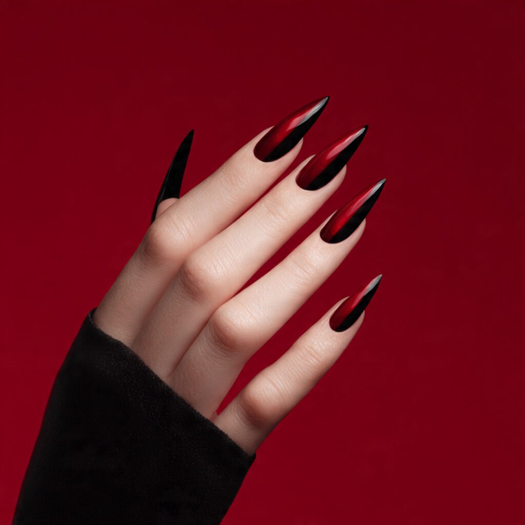 Stiletto Black French Tip Nail Ideas