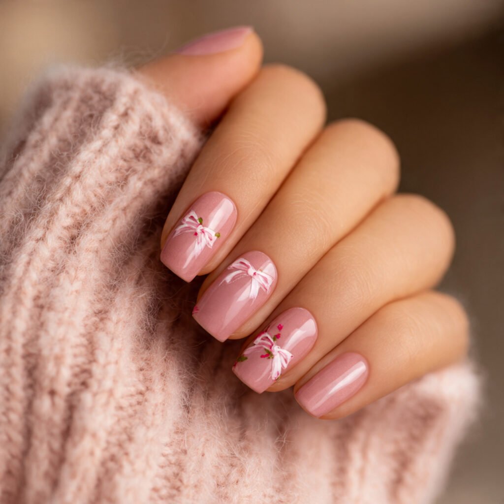 Soft Pink Ribbon Accents