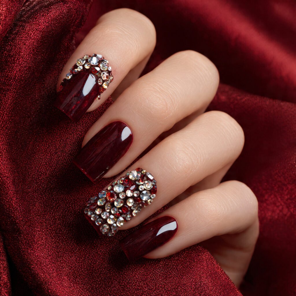 Rhinestone Encrusted Maroon