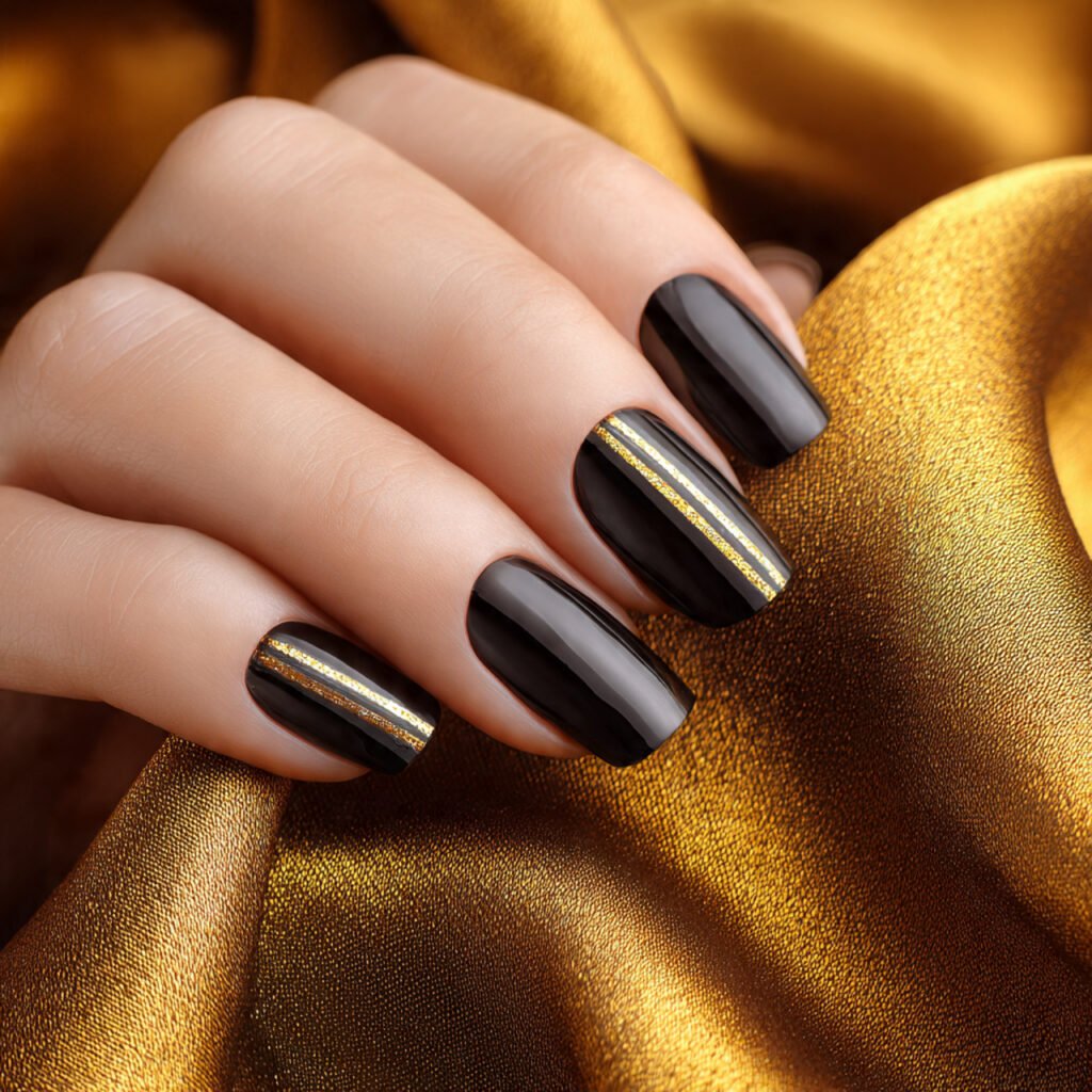 Black and Gold French Tip Nail Ideas