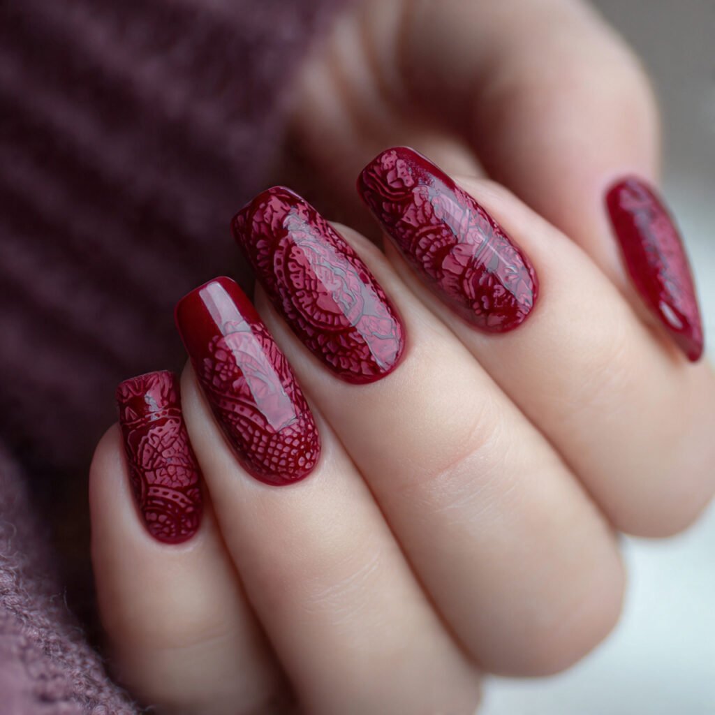 Delicate Crimson Lace Patterns
