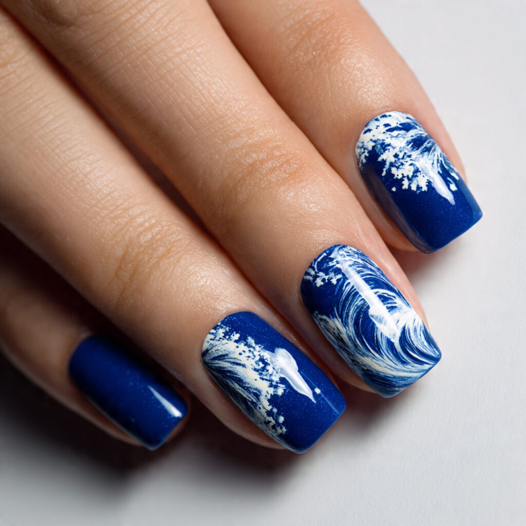 macro square shot of nails featuring deep cobalt b