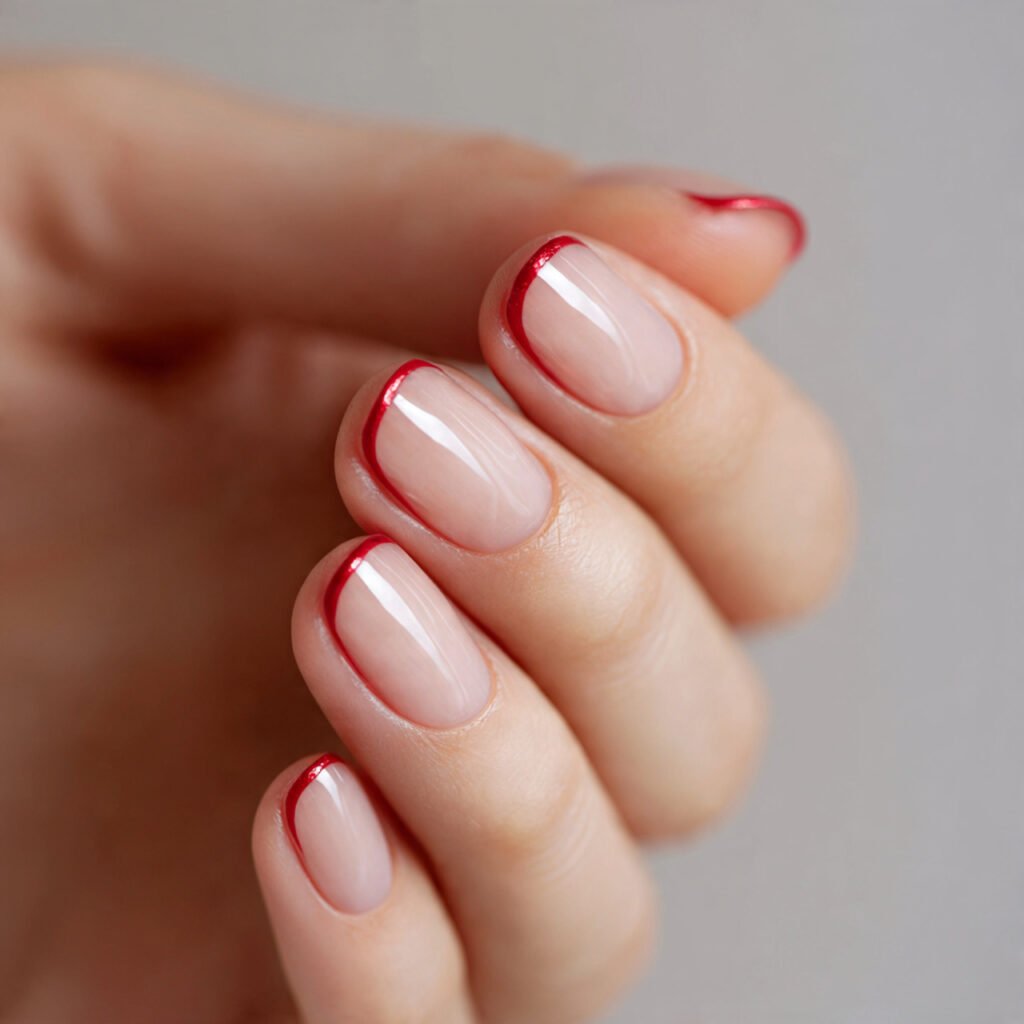 minimalist close up of short nails with ultra thin