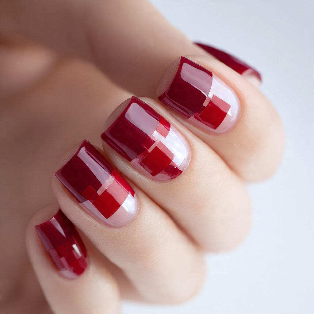 Crimson Negative Space Shapes