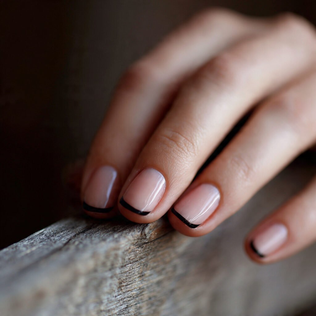 Black French Tip on Natural Nails Ideas