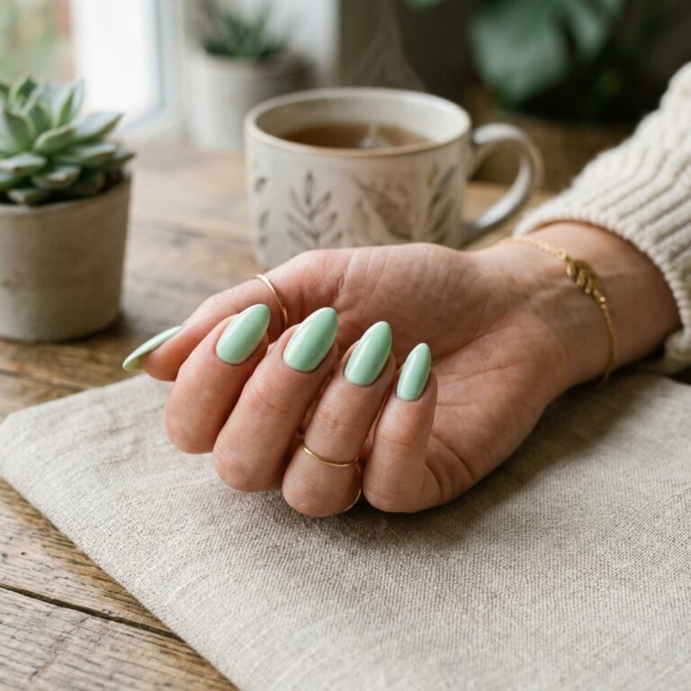 pastel green nails