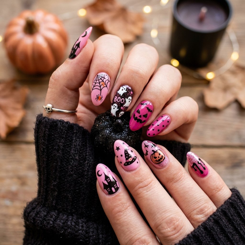 Best Pink Halloween Nails Ideas to Try