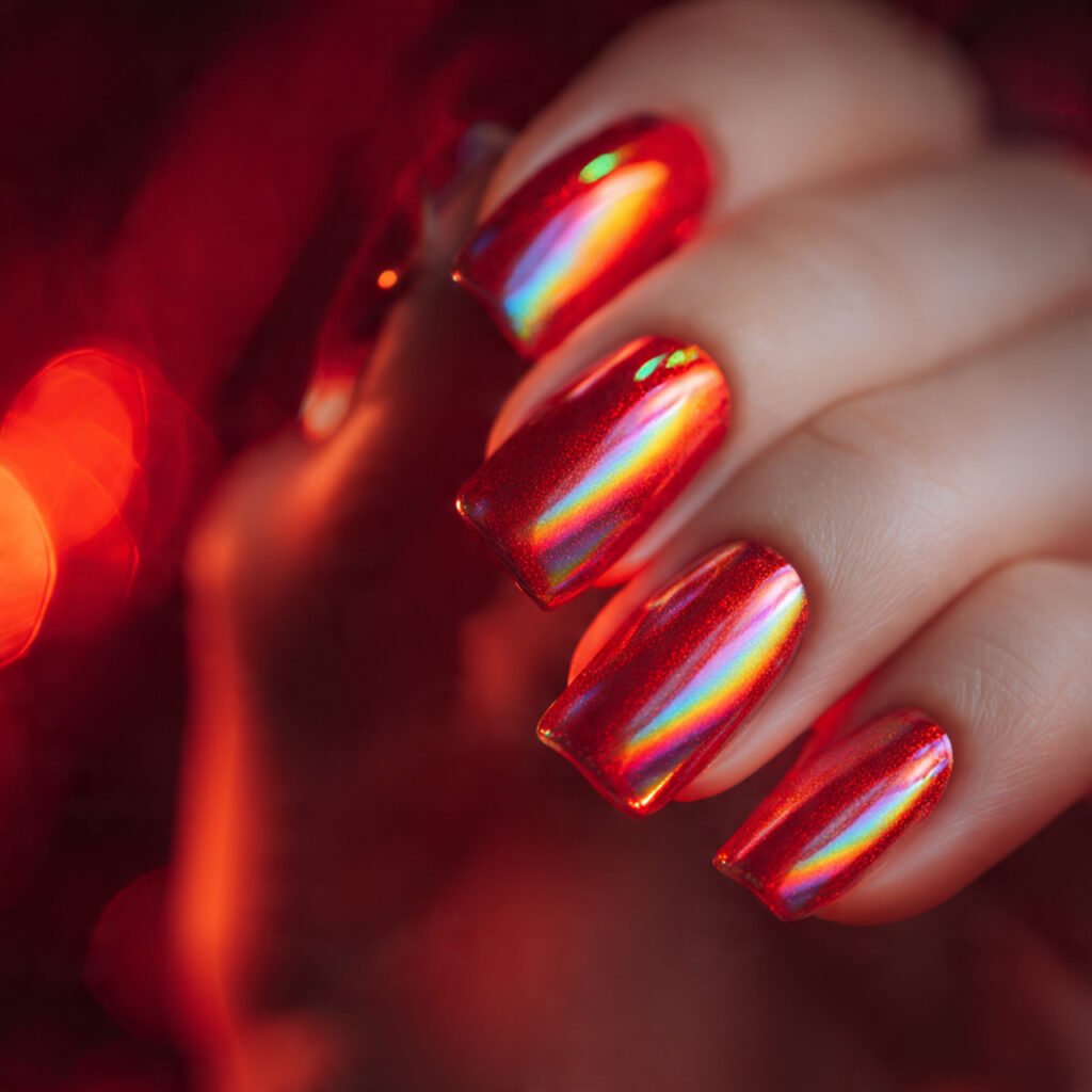 Prismatic Holographic Red Glow