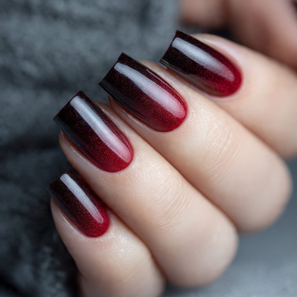 professional nail art photography of wine red meta