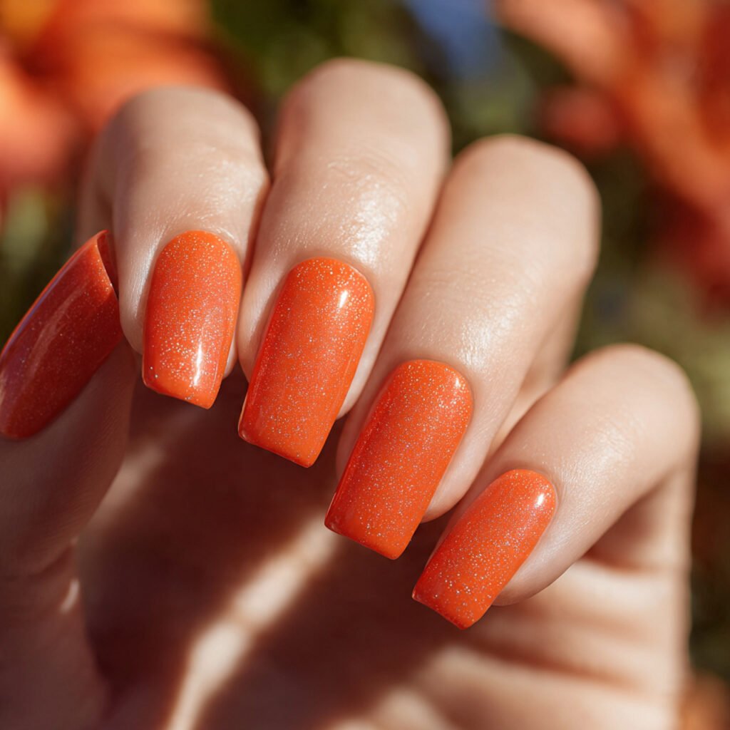 radiant square close up shot of intense tangerine
