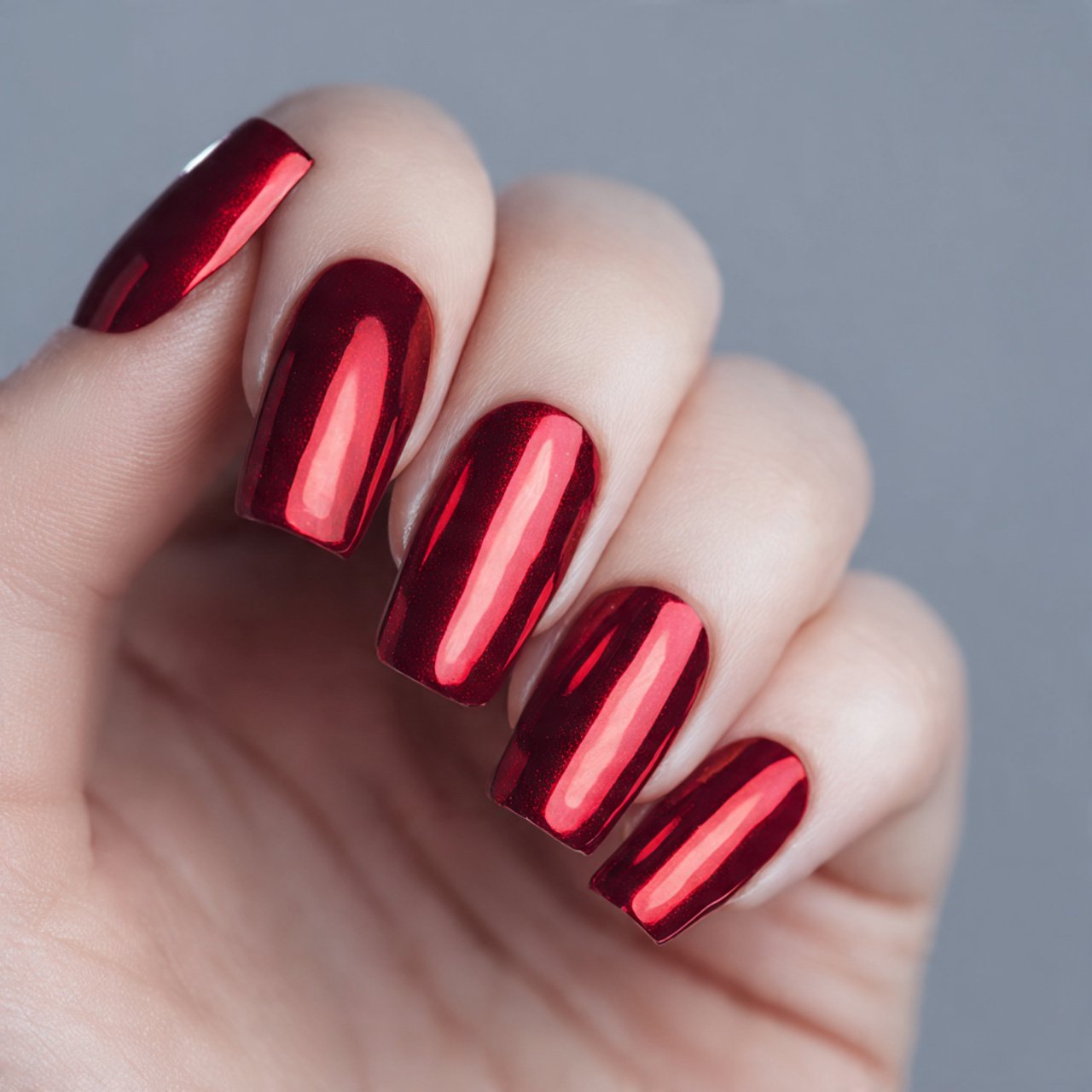 red chrome nails