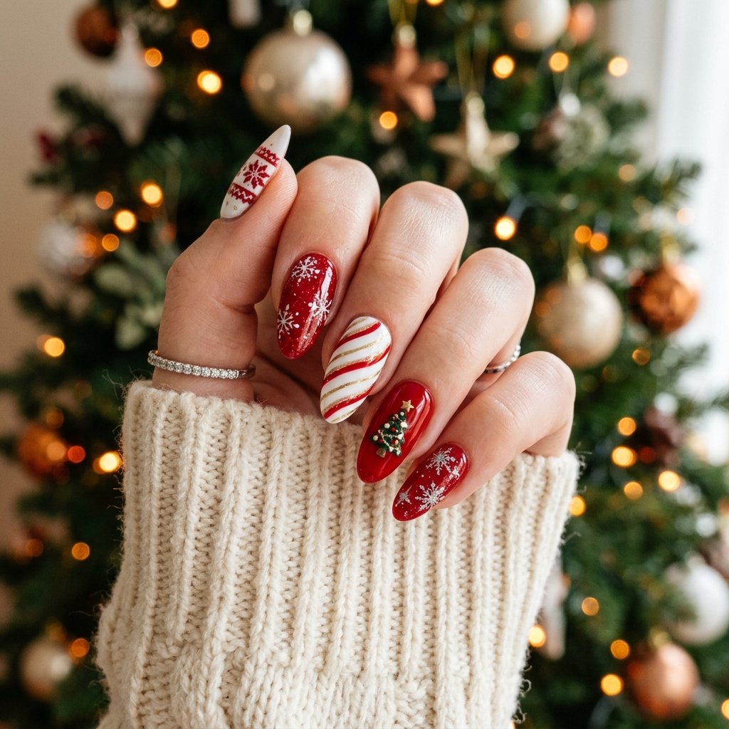 35 Red and White Christmas Nails Ideas to Inspire Your Holiday Look 2 Best Red and White Christmas Nails Ideas to Try This Holiday Season