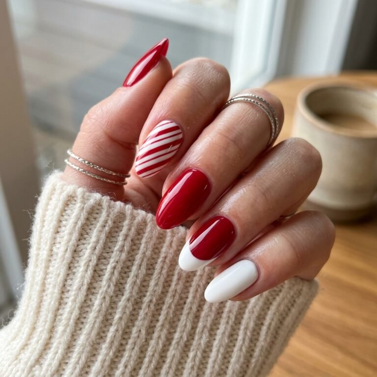 red and white nails