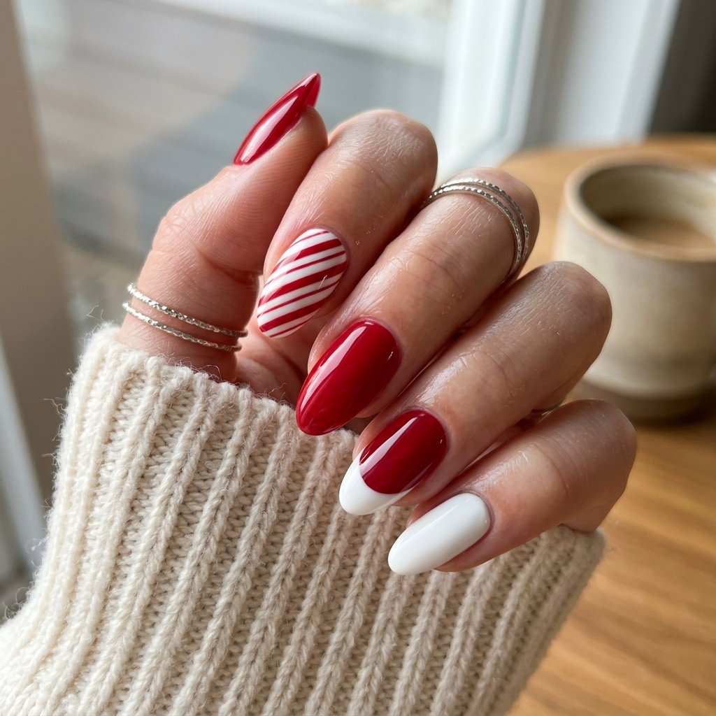 red and white nails
