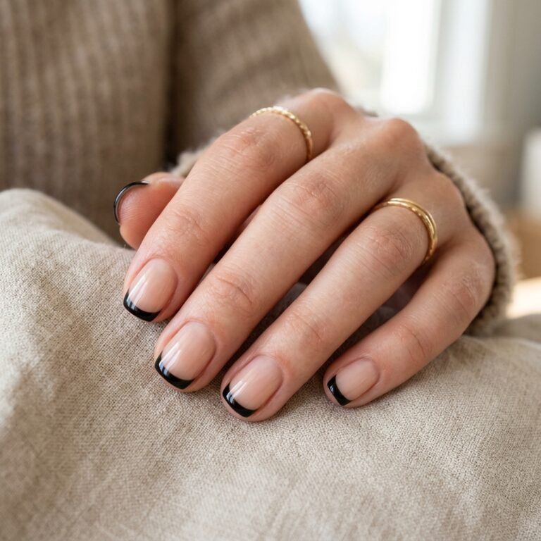 short black french tip nails