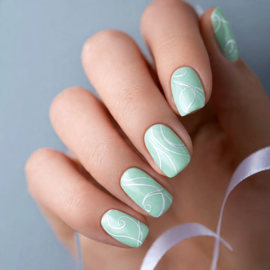 Mint Green Ribbon Twirls