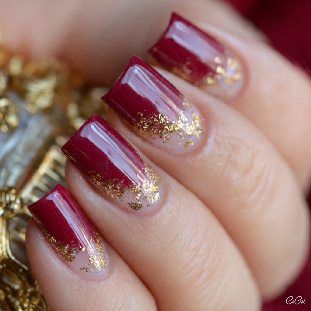square nail art close up crimson french tips with