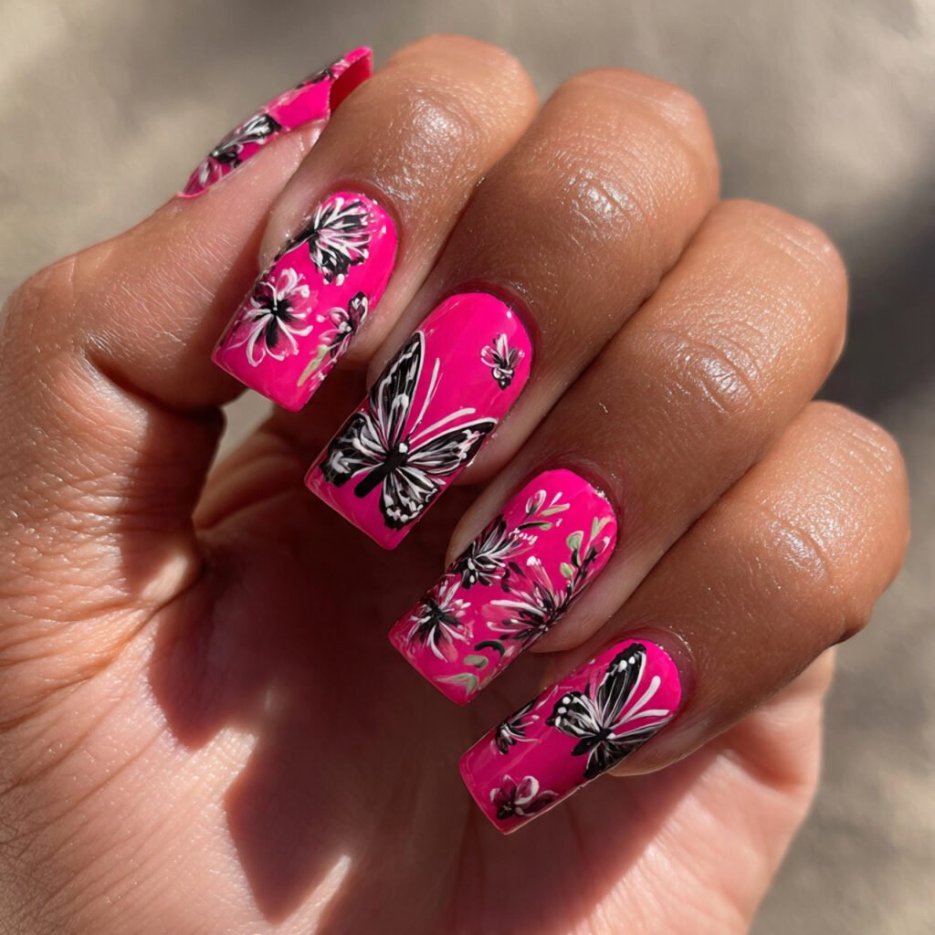 Neon Pink Butterfly Designs