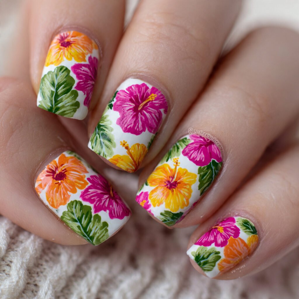 Retro Hibiscus Floral Print