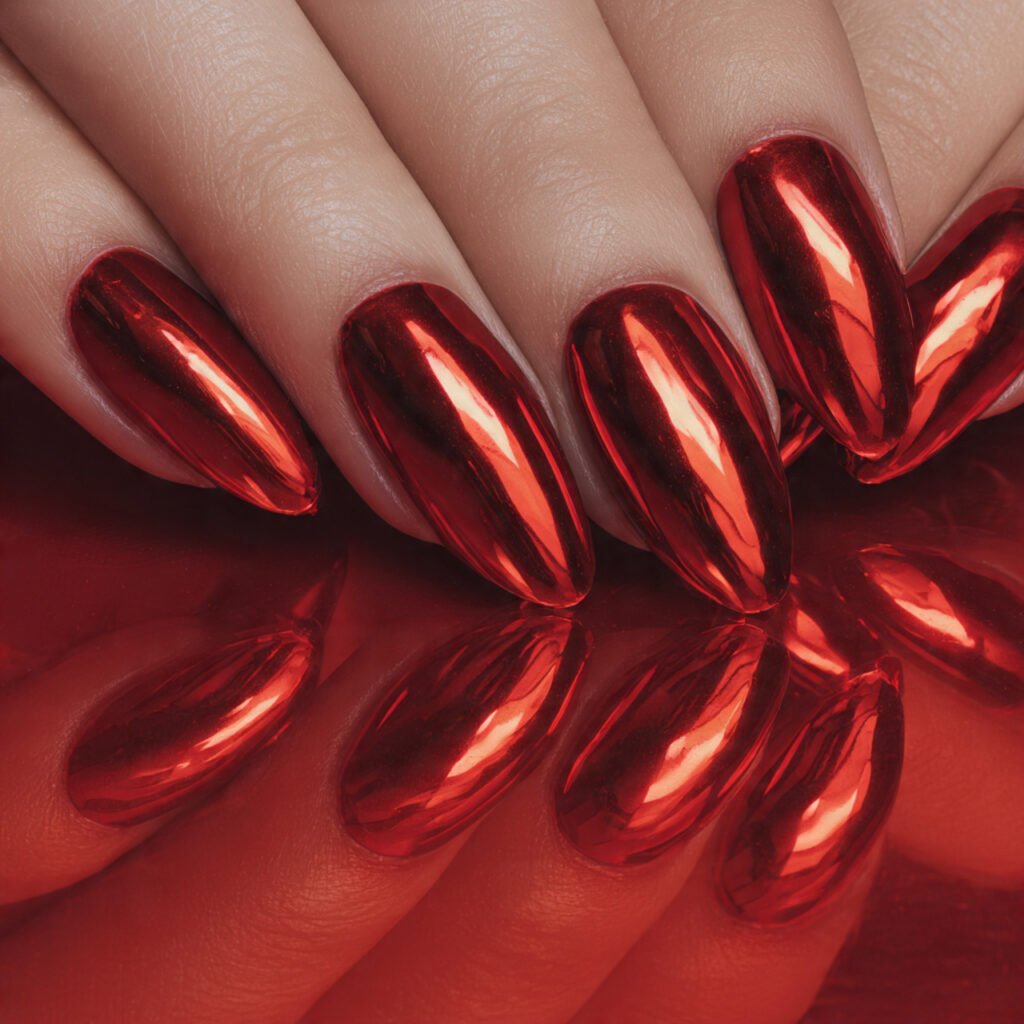 Liquid Chrome Red Mirror Effect