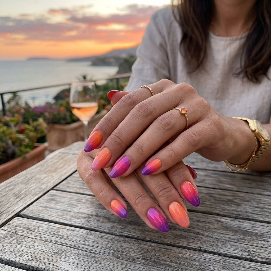 sunset ombre nails