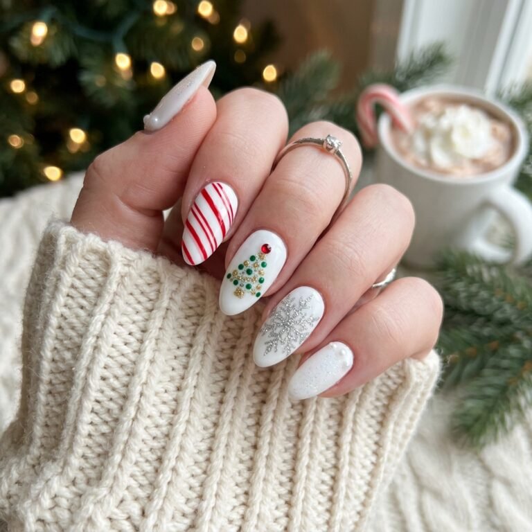 white christmas nails