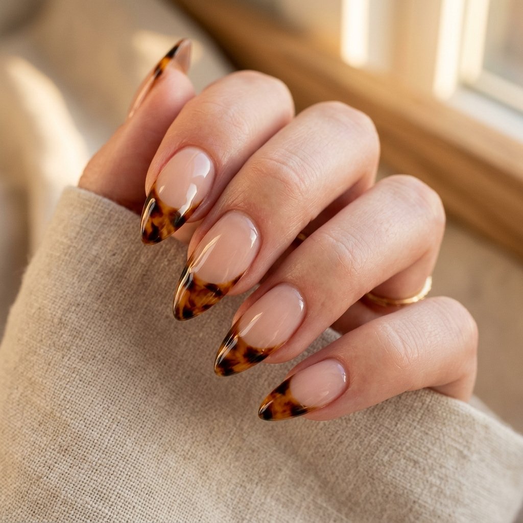 September Nails Art: 30 Elegant Early Autumn Looks 16 Minimalist Tortoise Shell Tips