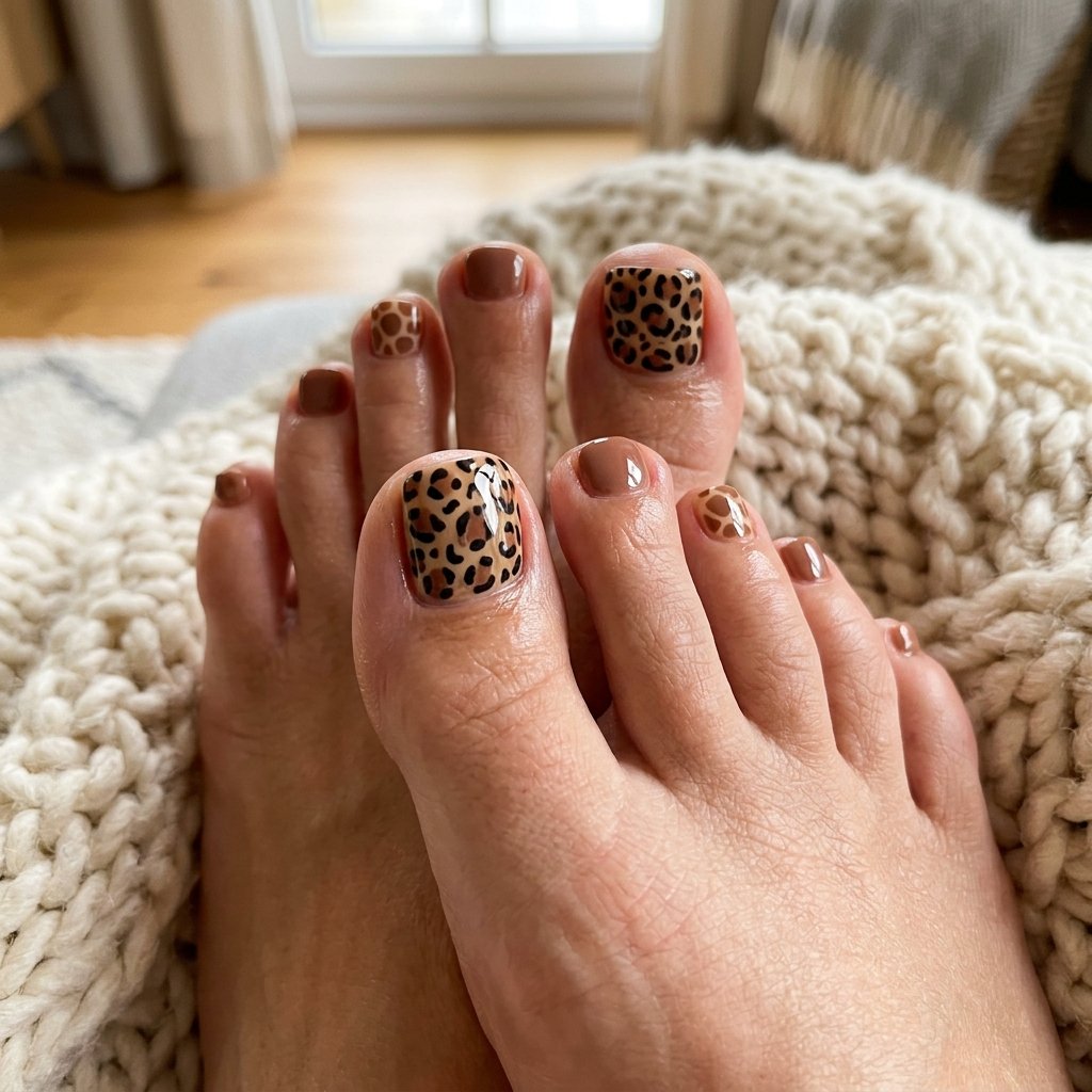 Warm Animal Print Toe Nail Ideas