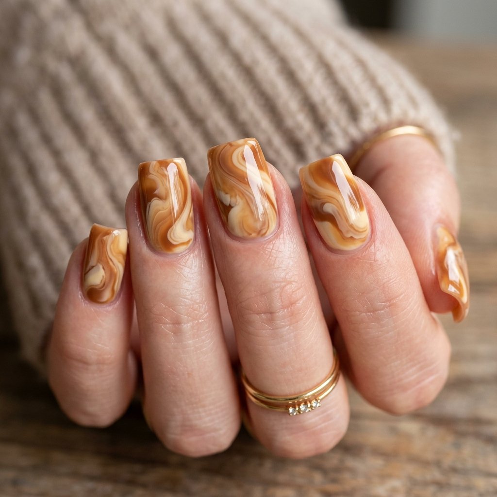 30 Best September Nails Designs for Fall 2026 27 Caramel Swirl Nail Ideas