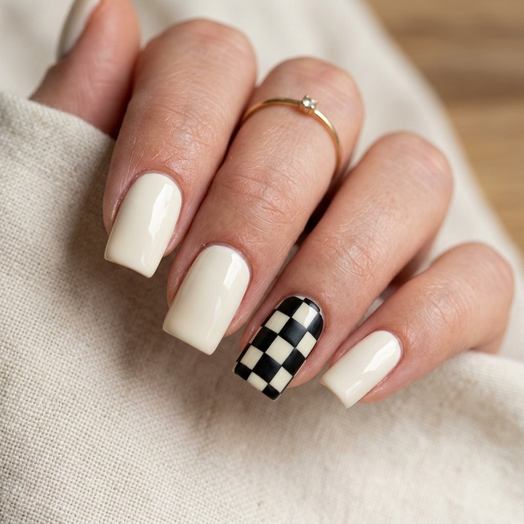 30 Best September Nails Designs for Fall 2026 30 Checkerboard Pattern Nail Ideas