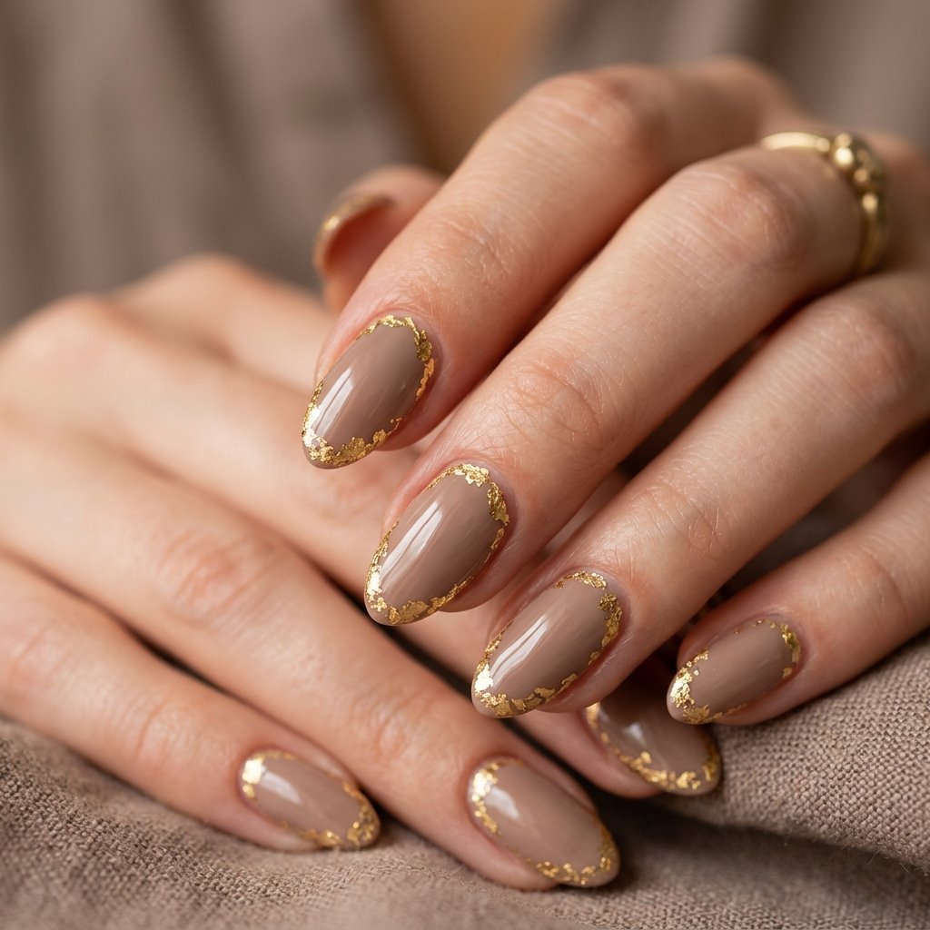 September Nails Art: 30 Elegant Early Autumn Looks 8 Vintage Gold Leaf Borders