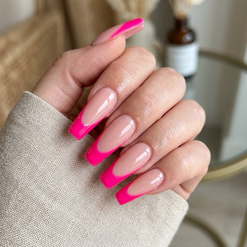35 Best Hot Pink French Tip Nails – From Classic to Bold 8 Acrylic French Tip Nails Hot Pink