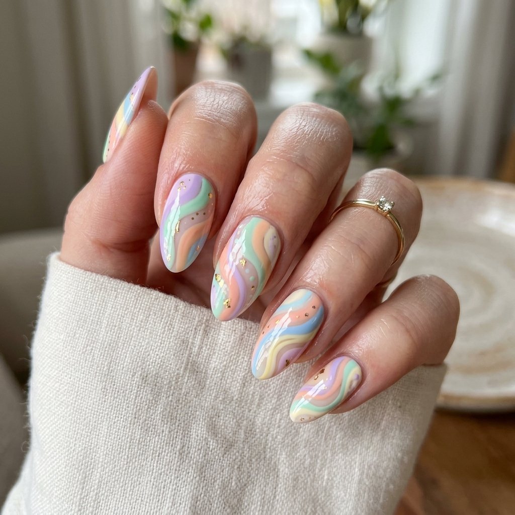 35 Creative Almond Nails Ideas for Your Next Manicure 28 Swirl Design Ideas