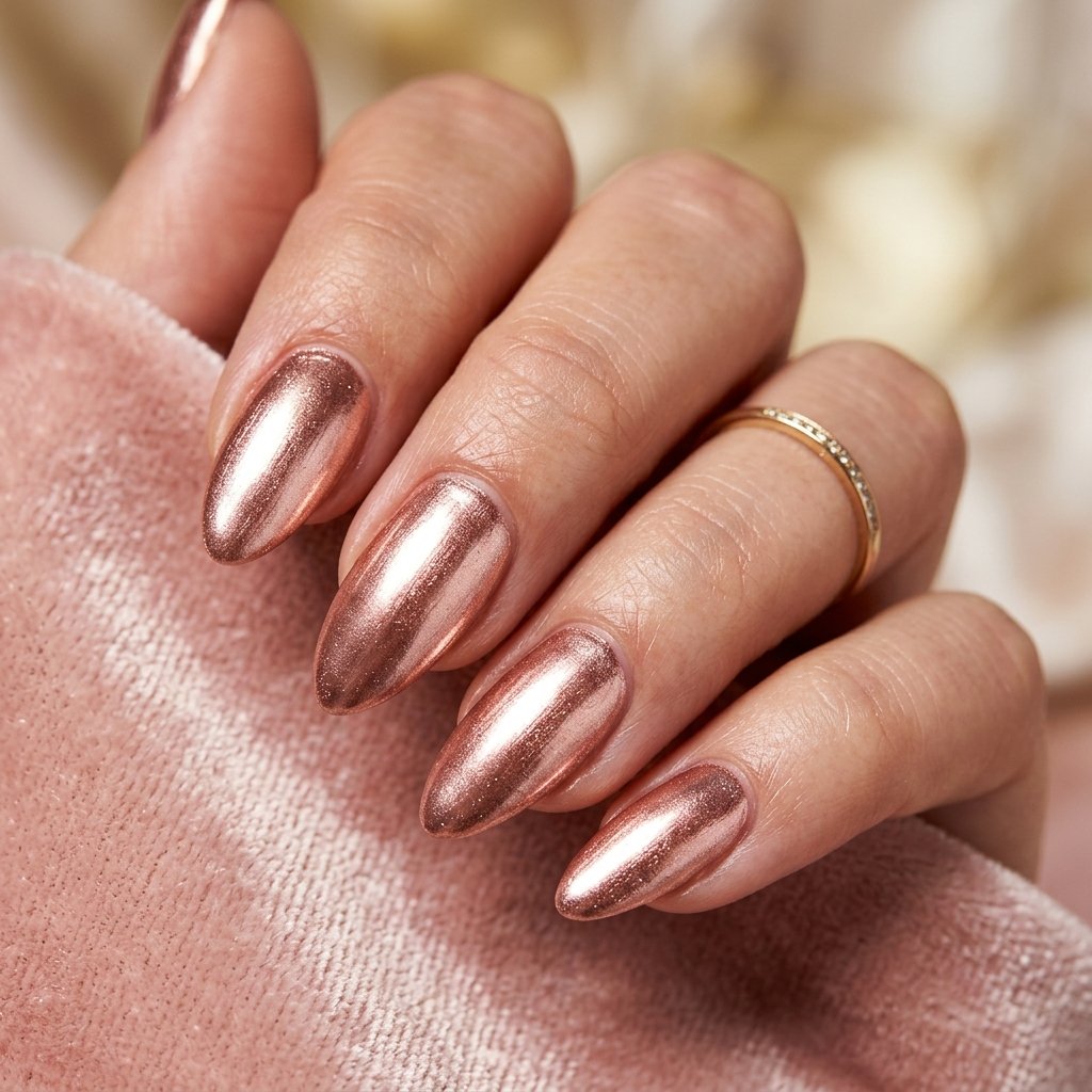 35 Creative Almond Nails Ideas for Your Next Manicure 26 Metallic Finish Ideas