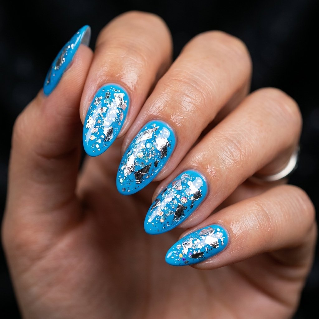 30 Gorgeous Neon Blue Nails Ideas You Will Actually Want to Wear 27 Neon Blue and Silver Nails