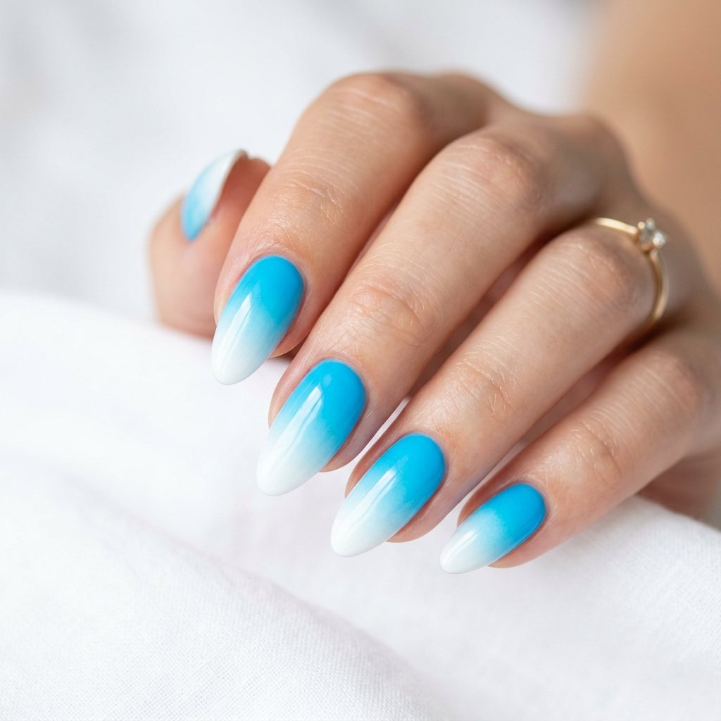 30 Gorgeous Neon Blue Nails Ideas You Will Actually Want to Wear 5 Neon Blue Ombre Nails