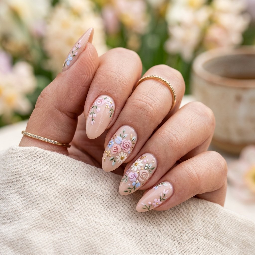 35 Creative Almond Nails Ideas for Your Next Manicure 8 Floral Design Ideas