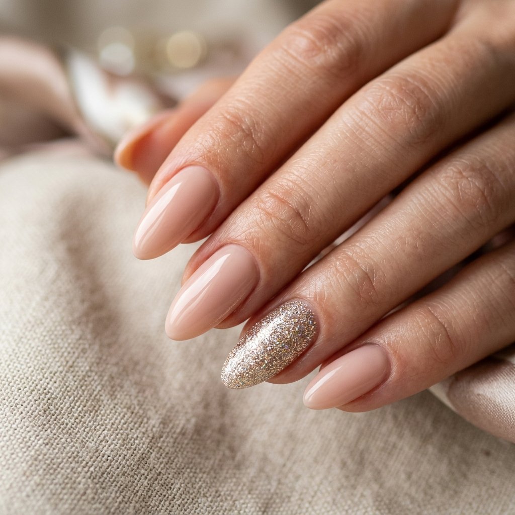 35 Creative Almond Nails Ideas for Your Next Manicure 5 Glitter Accent Ideas
