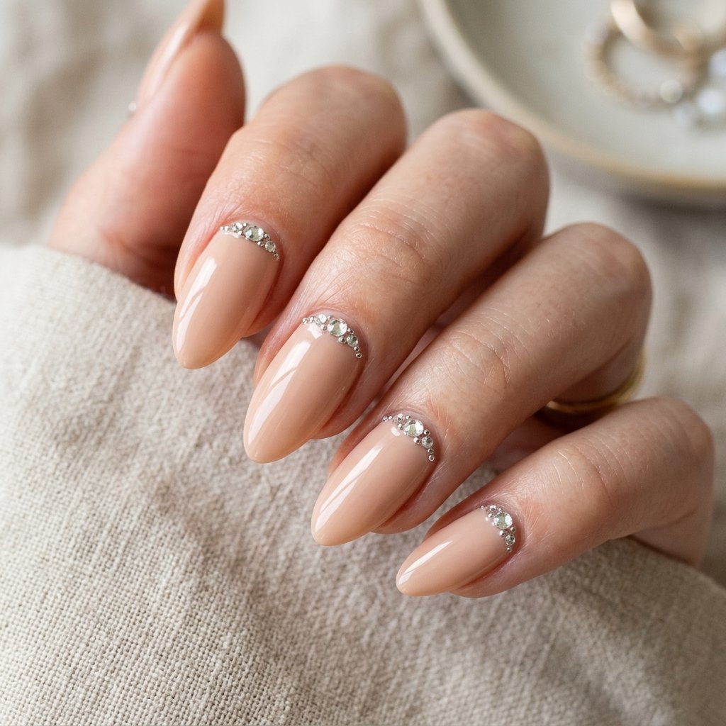 35 Creative Almond Nails Ideas for Your Next Manicure 23 Rhinestone Accent Ideas