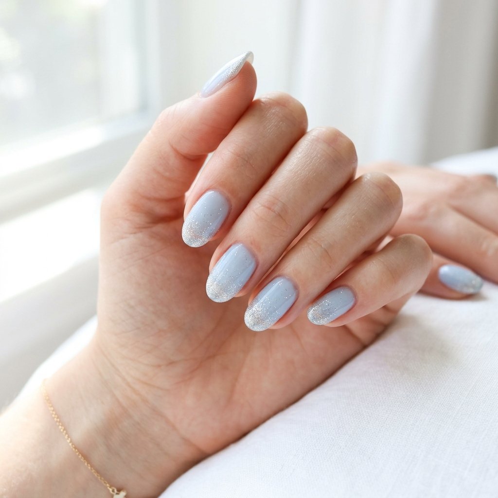 Baby Blue and Silver Nail Designs