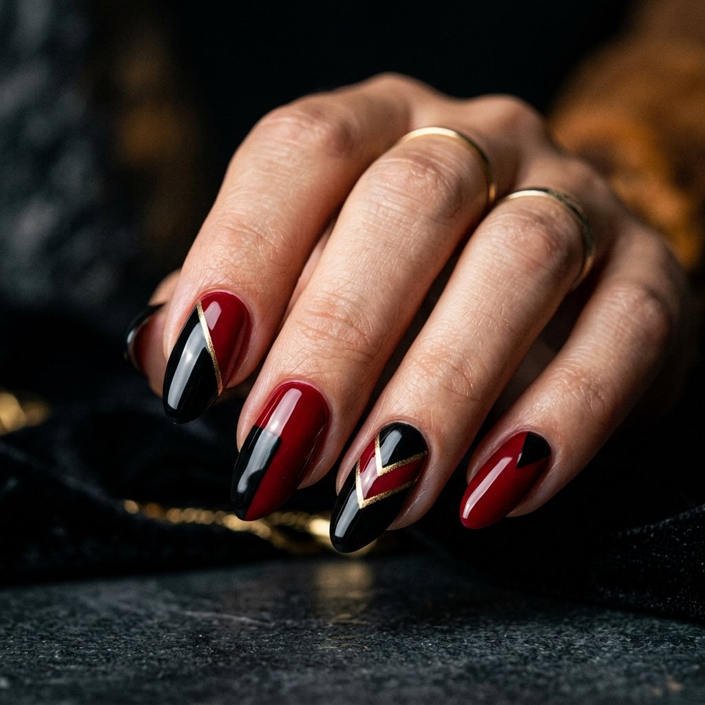Aries Black and Red Nail Ideas
