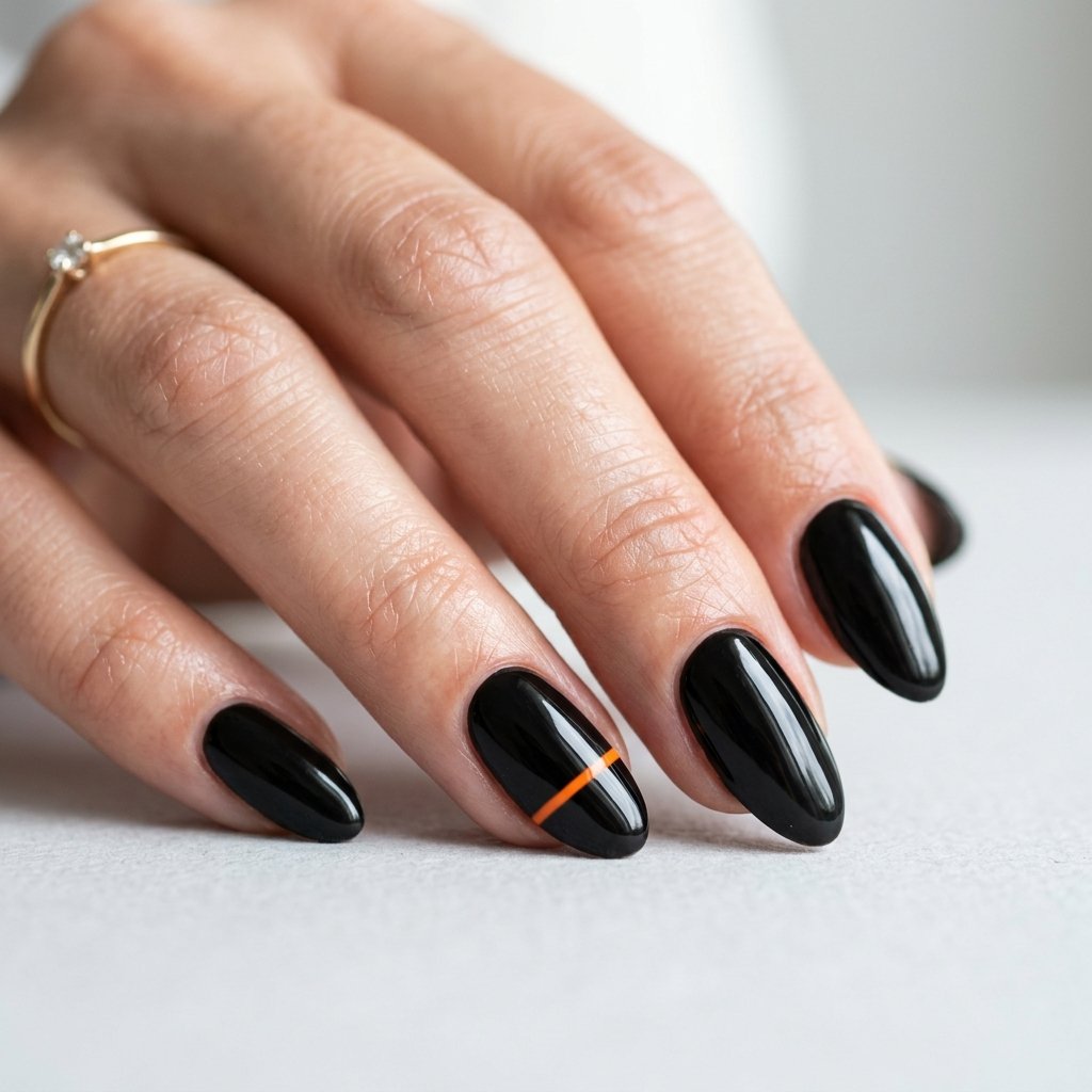 Black and Orange Minimalist Nails